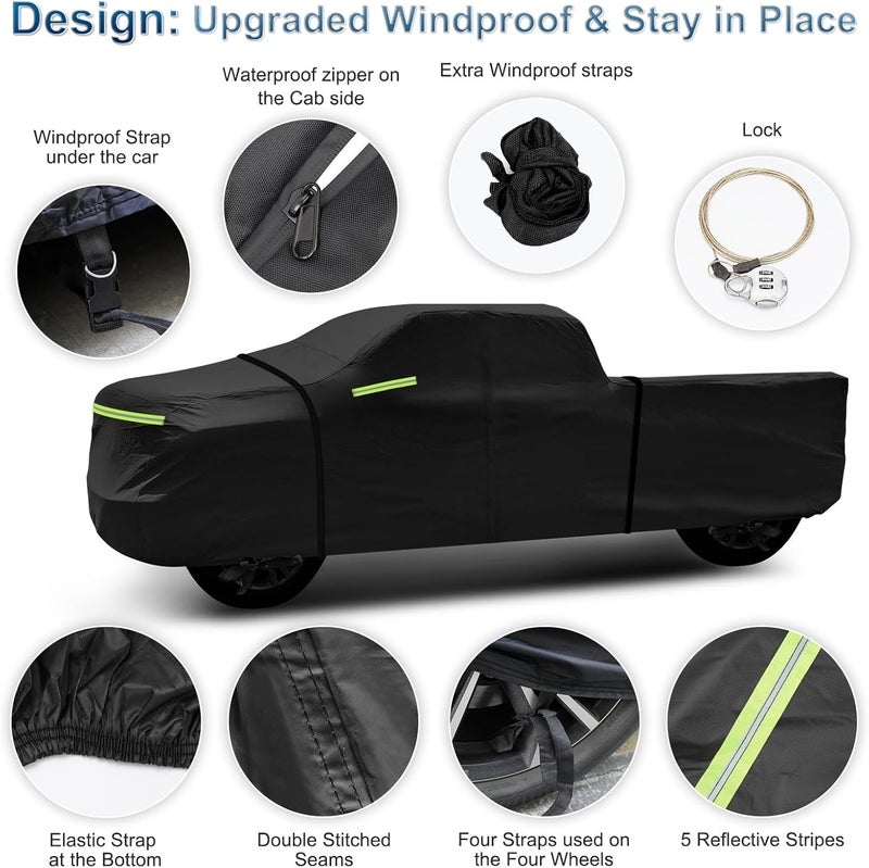 BIGACOVER for Silverado 2500 3500 HD Crew cab Short Bed 6.6ft Truck Cover, Light Shell Outdoor Car Covers with Zipper Windproof Heavy Duty Protection for 2000-2022 Chevy Silverado 2500 è0HD (UP to 250''L) - Image 2